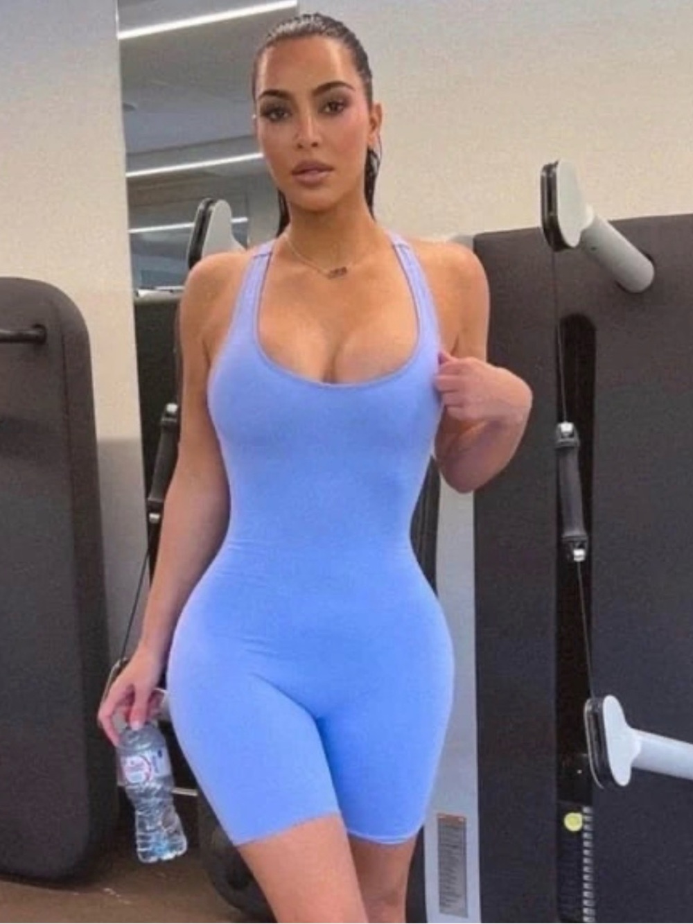 RARE Skims Swim Cycle Suit Bodysuit One Piece Racerback in Periwinkle